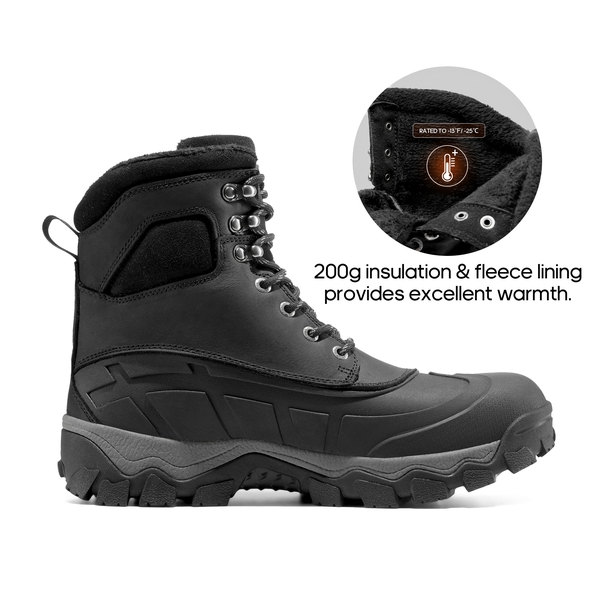 Men's Insulated Water-Resistant Snow  Boots - BLACK - 4